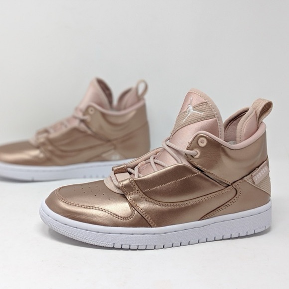Air Jordan Metallic Rose Gold Sneakers Fadeaway SE GS 6Y = 7.5 Women’s RARE - Picture 4 of 6
